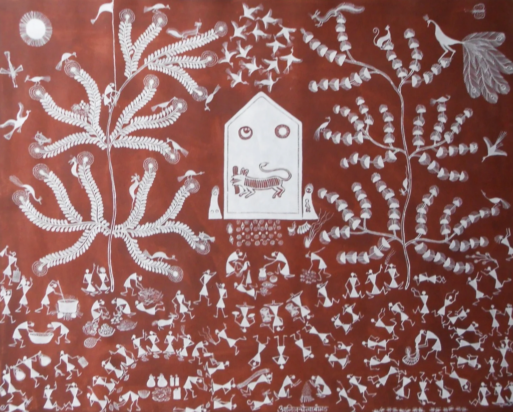 Tiger God: Warli painting by Anil Wangad Thumbnail