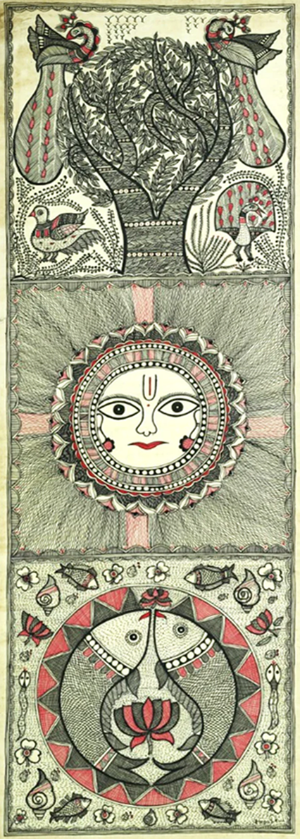 Transcending Nature in Madhubani Painting by Ambika Devi Thumbnail