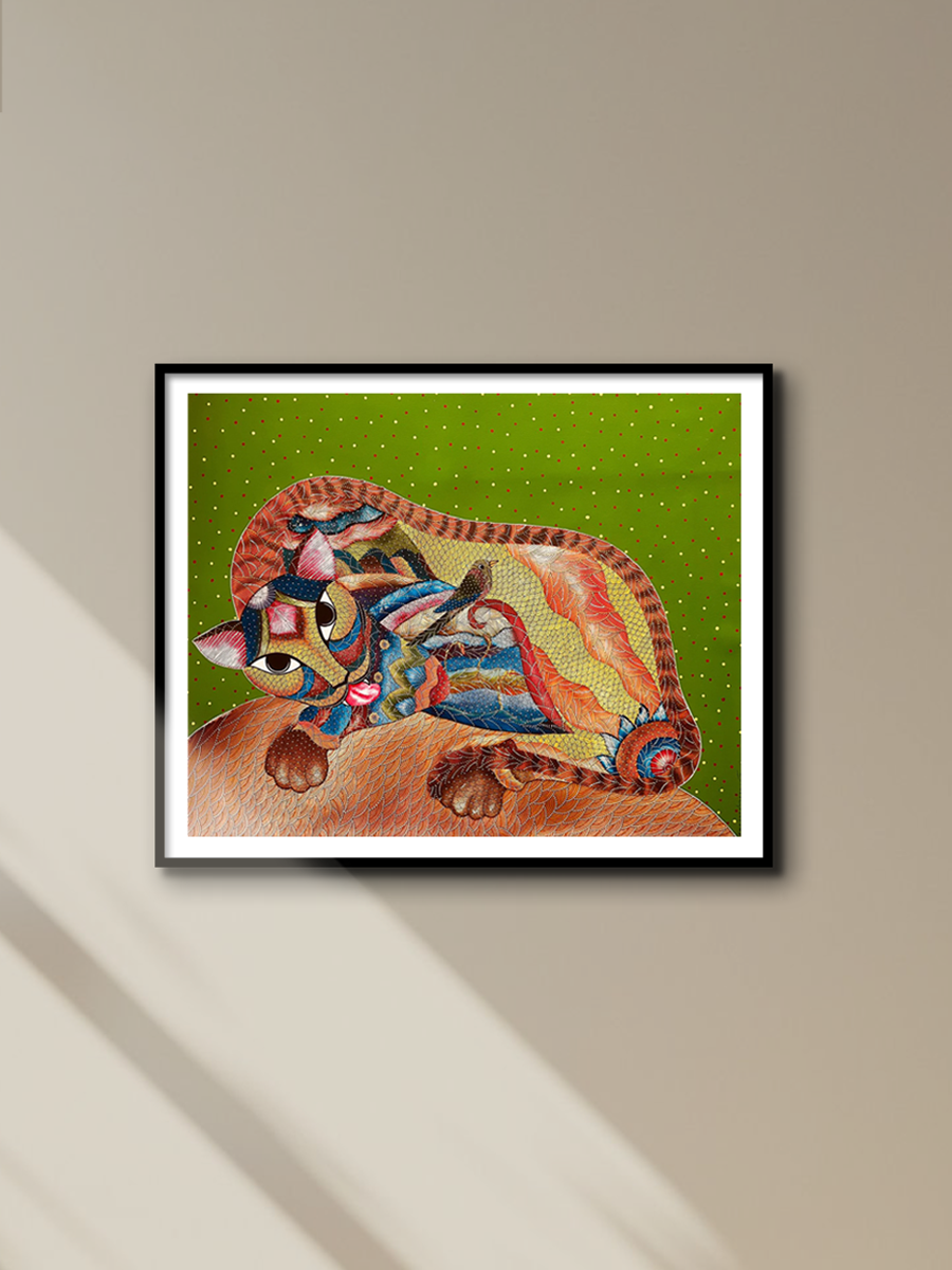 Tales of the Tiger: Gond Painting by Venkat Shyam for sale