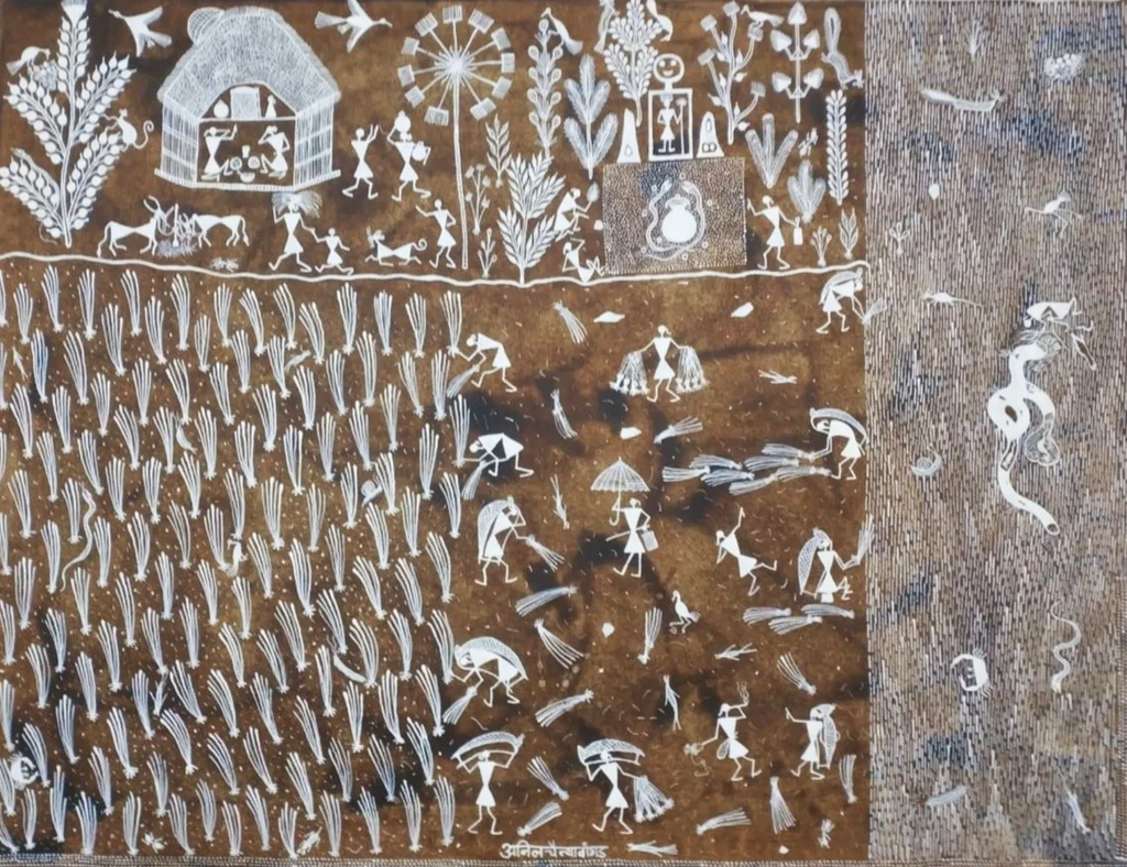 Village Life : Warli painting by Anil Wangad Thumbnail