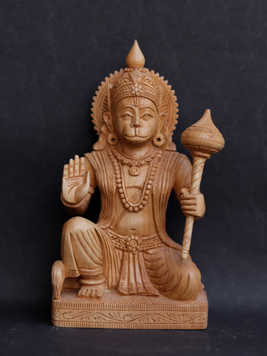 Shop Seated Hanuman in Sandalwood Carving by Om Prakash 
