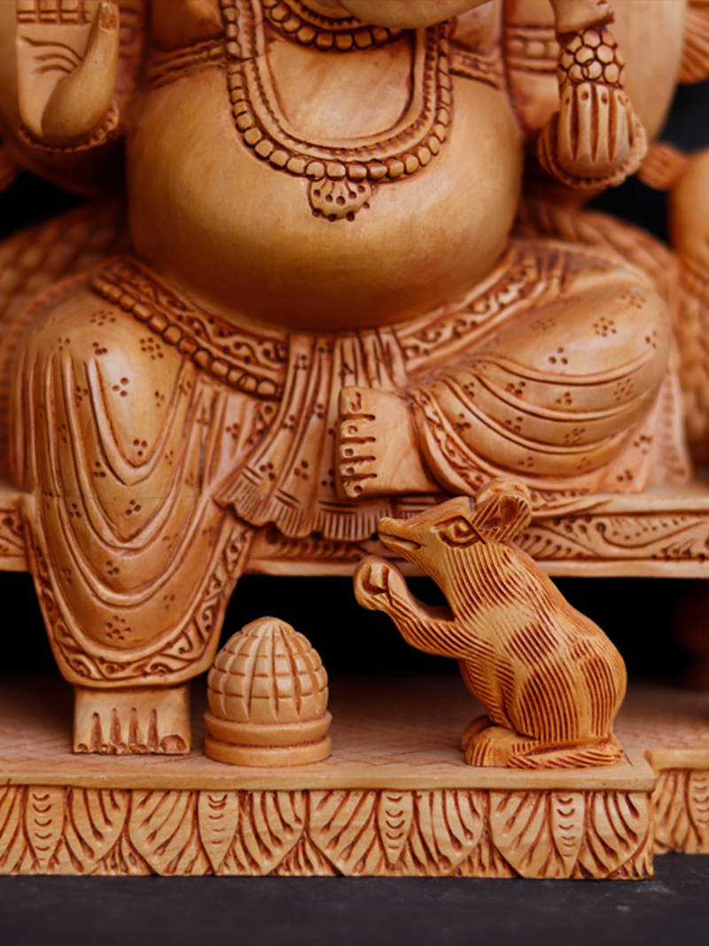 Seated Ganesh in Sandalwood Carving for sale