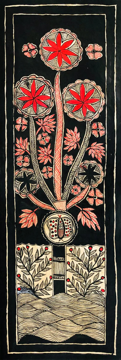 Whimsical Harmony Madhubani art by Ambika Devi Thumbnail