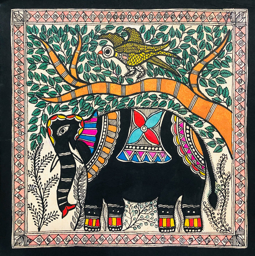 Whispers of Grove- Harmonious, Madhubani Art by Ambika Devi Thumbnail