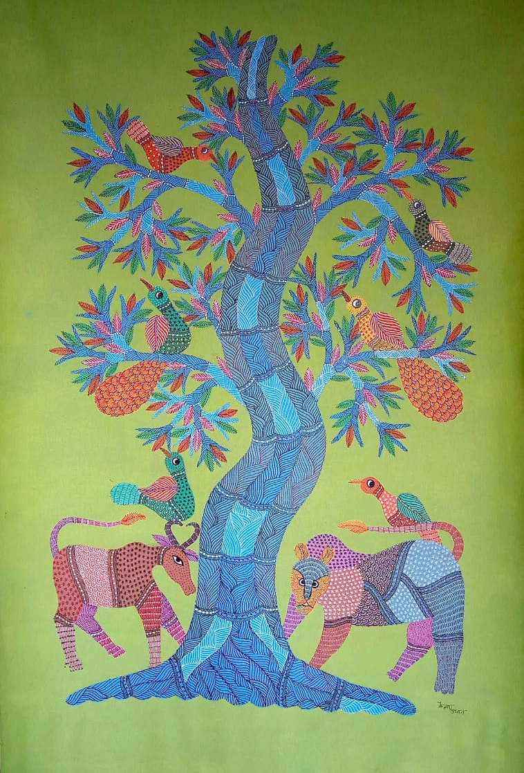 Whispers of the Wild: Gond Art Visions by Kailash Pradhan Thumbnail