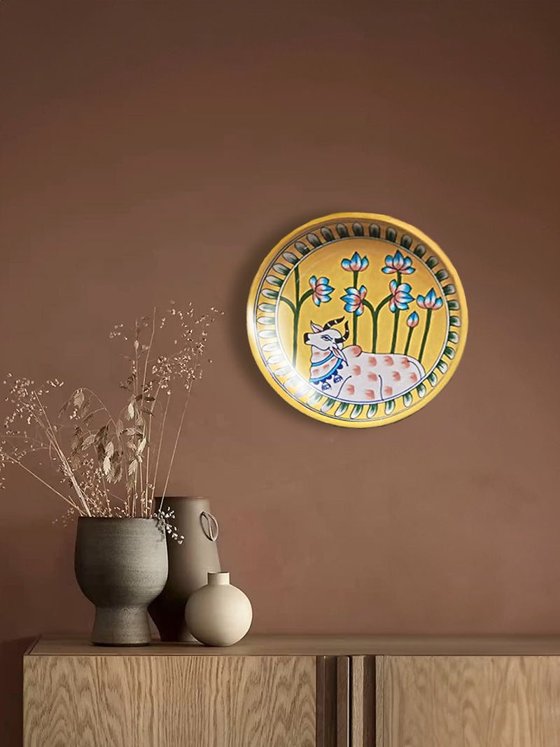 Buy Blue Pottery Wall Plates by Vikram Singh Kharol @Memeraki