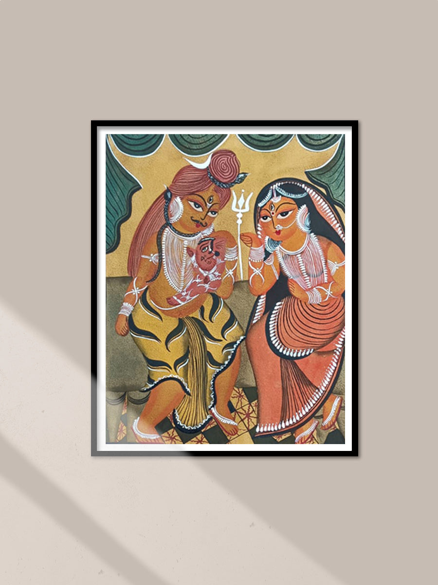 Shop Shiva and Parvati with Ganesha (Shiv Parivaar) in Kalighat by Hasir Chitrakar