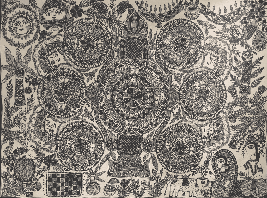 Divine Union in Madhubani by Ambika Devi Thumbnail