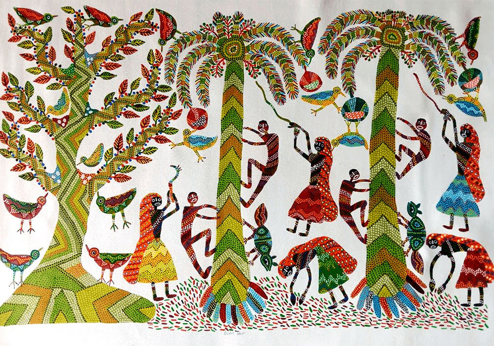 Harmony in Mutual Existence Bhil Painting by Shersingh Bhabhor Thumbnail