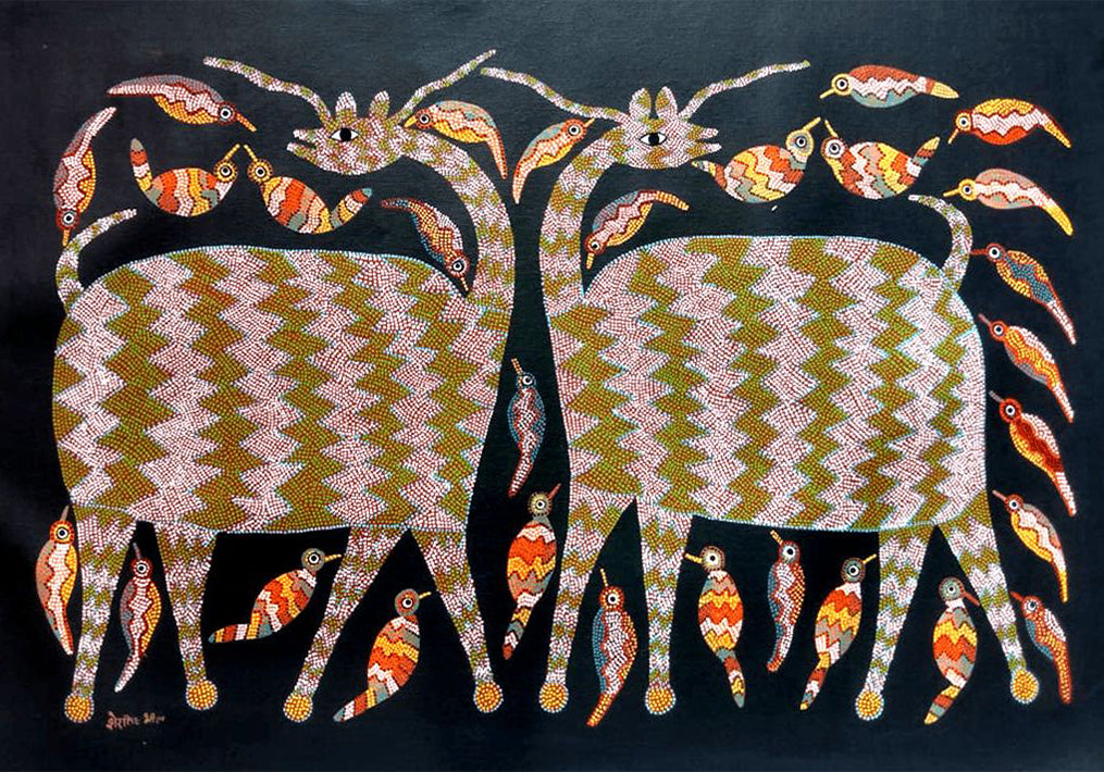 Interconnected Bhil Painting by Shersingh Bhabhor Thumbnail