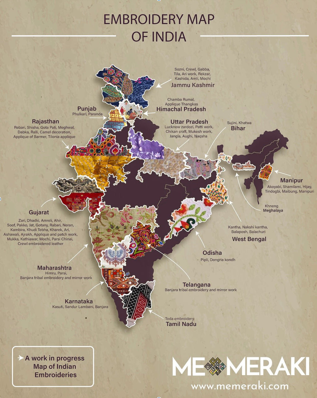 The Embroidery Map of India - MeMeraki.com