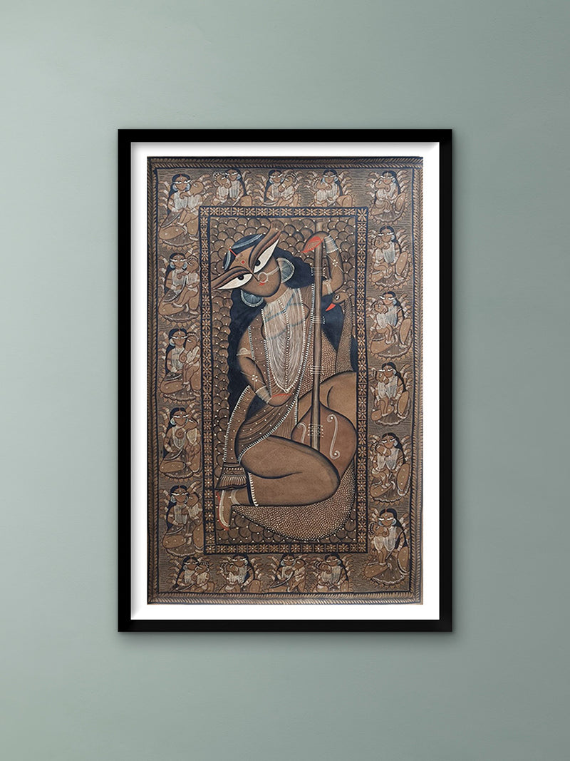 Buy Goddess Saraswati with Veena in Kalighat by Sonali Chitrakar