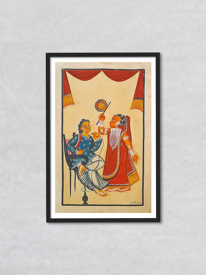 Buy Babu and Bibi A Tale of Joyful Connection A Khalighat Painting by Sonali Chitrakar