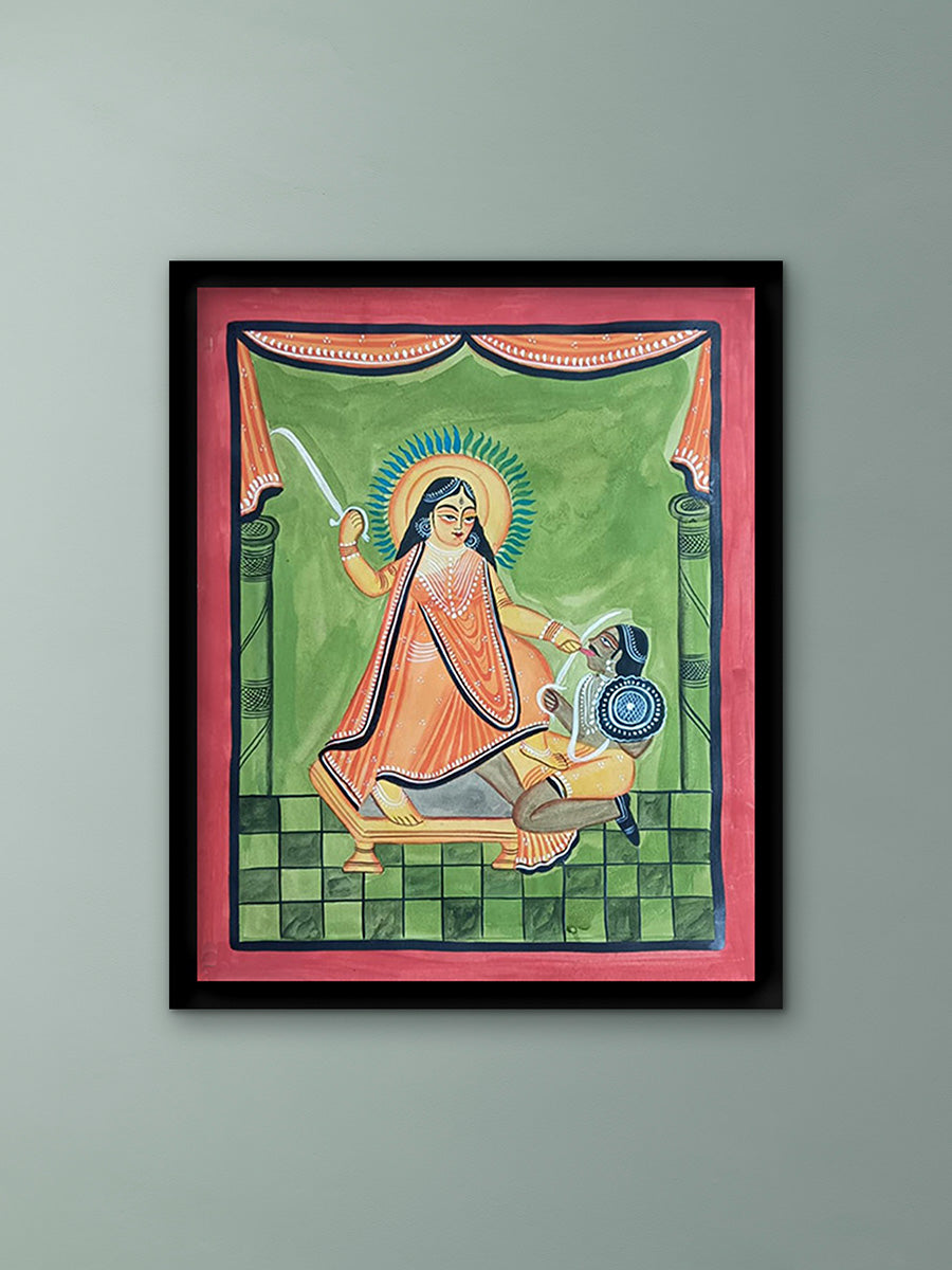 Buy Bagalamukhi Pulling the tongue of an asura in Kalighat by Manoranjan Chitrakar