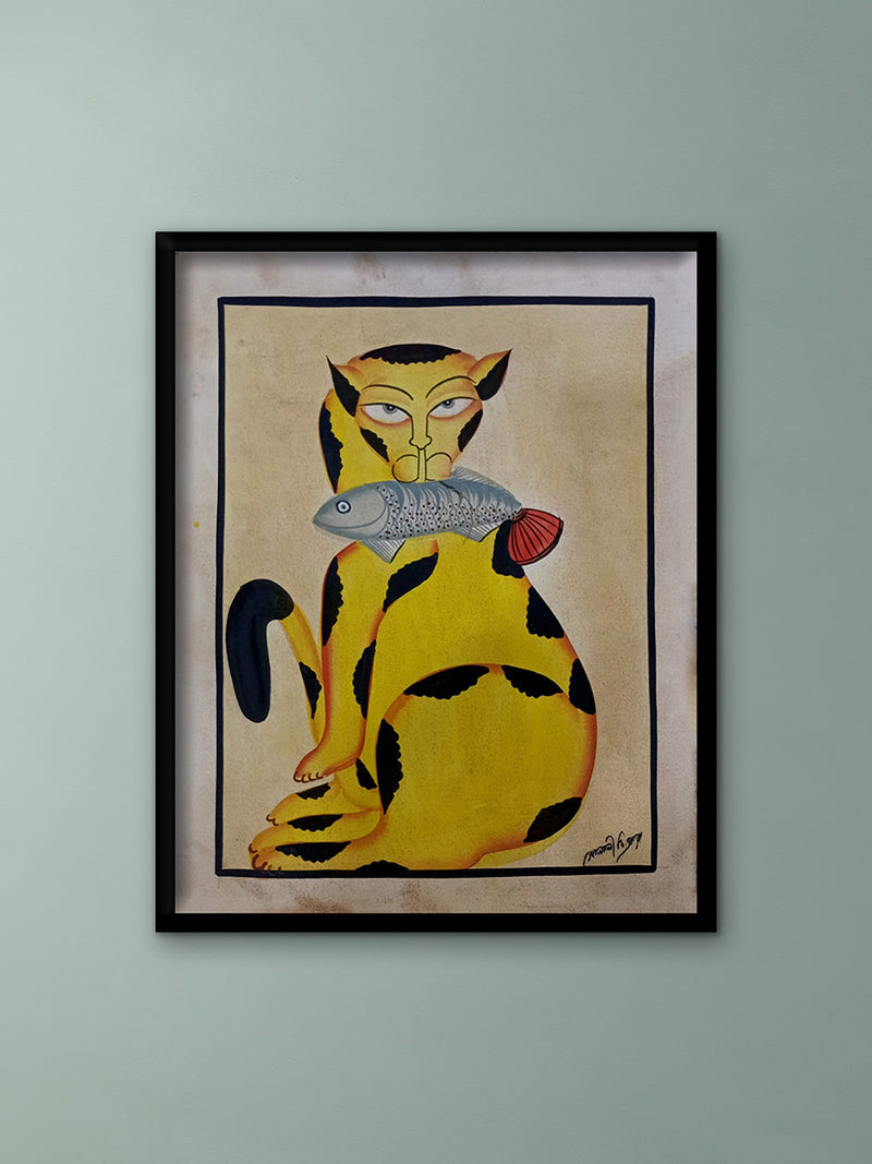 Buy Cat Holding a Fish in Kalighat by Sonali Chitrakar