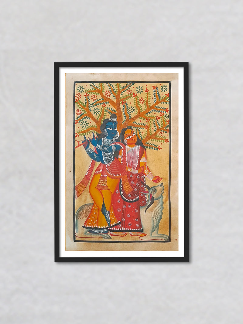Buy Divine embrace Sacred love blossoms Khalighat Painting by Sonali Chitrakar