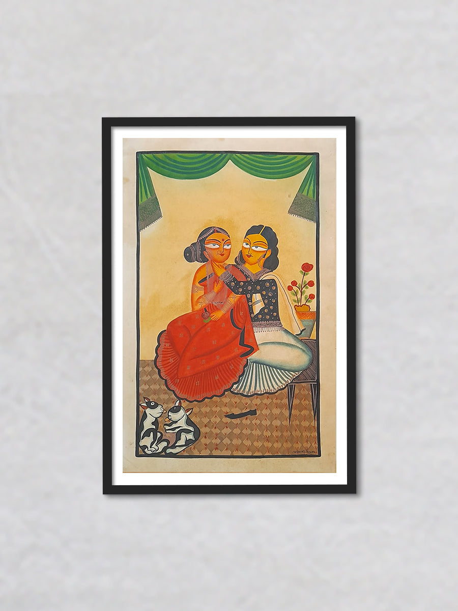 Buy Embrace of Love: A Kalighat Painting of Passion and Harmony 