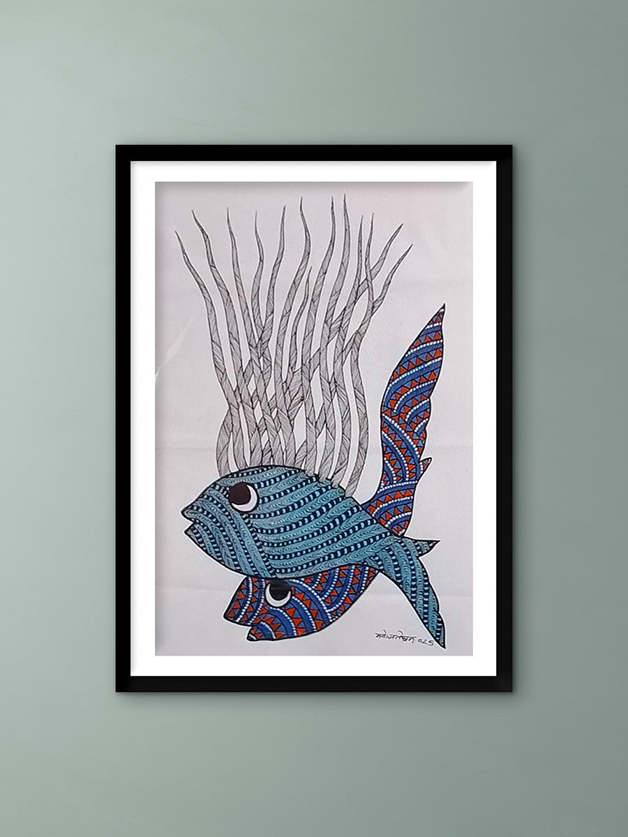 Fish in Gond Paintings - Buy Best Handmade Gond Painting Online