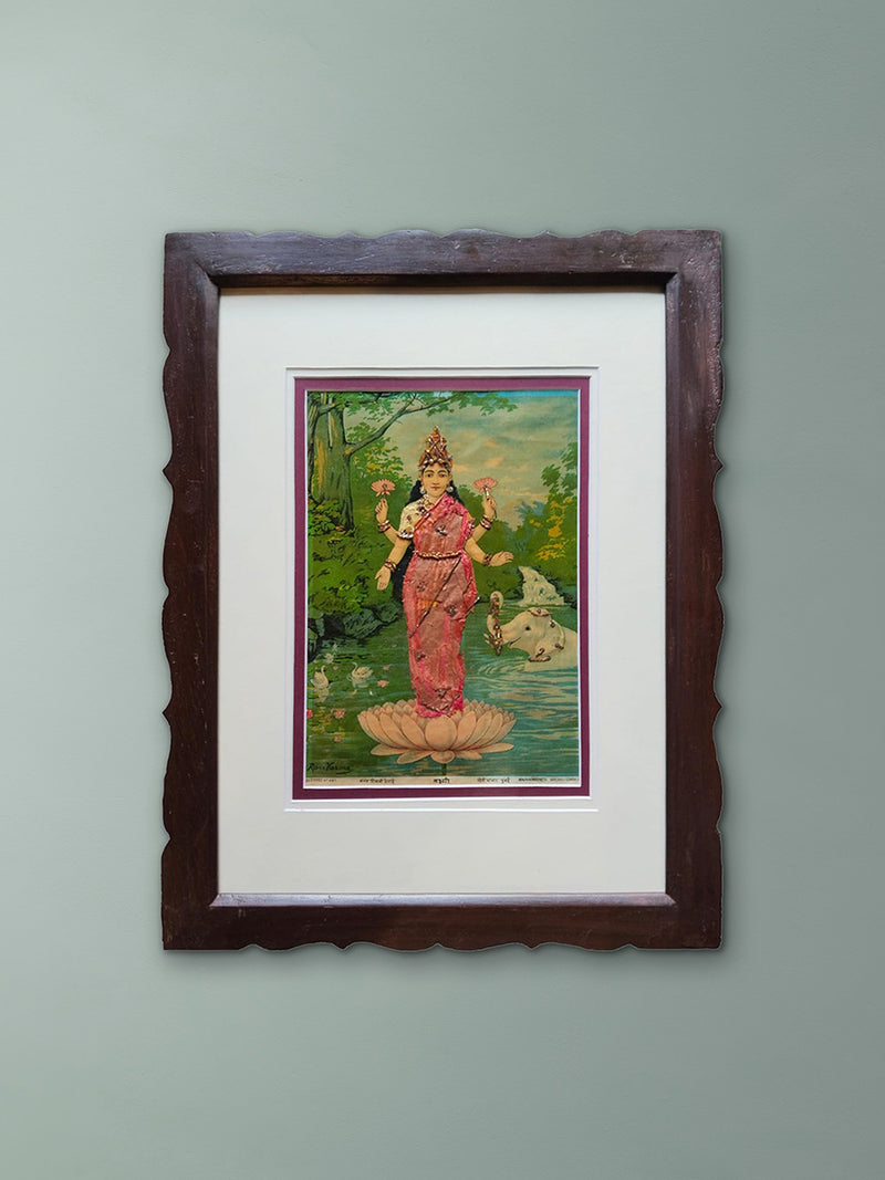 Buy Goddess Lakshmi in Nature's Abundance in Oleograph by Raja Ravi Varma