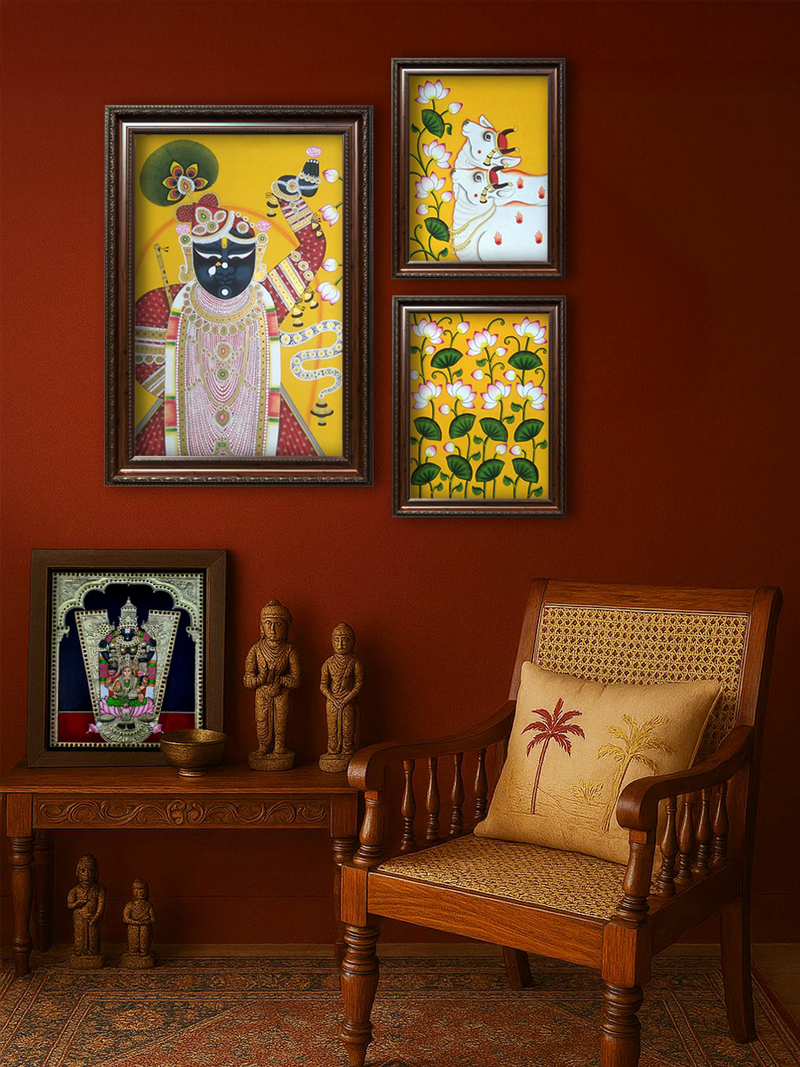 Buy Gopal Govardhan: Lord Shrinath's Divine Herd, Pichwai Painting by Dinesh Soni