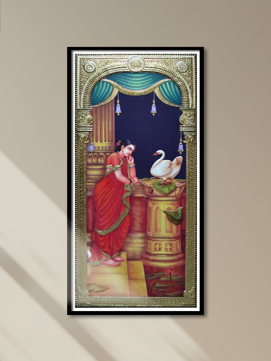 Shop Lady with Swan in Tanjore by R. Jayanthan