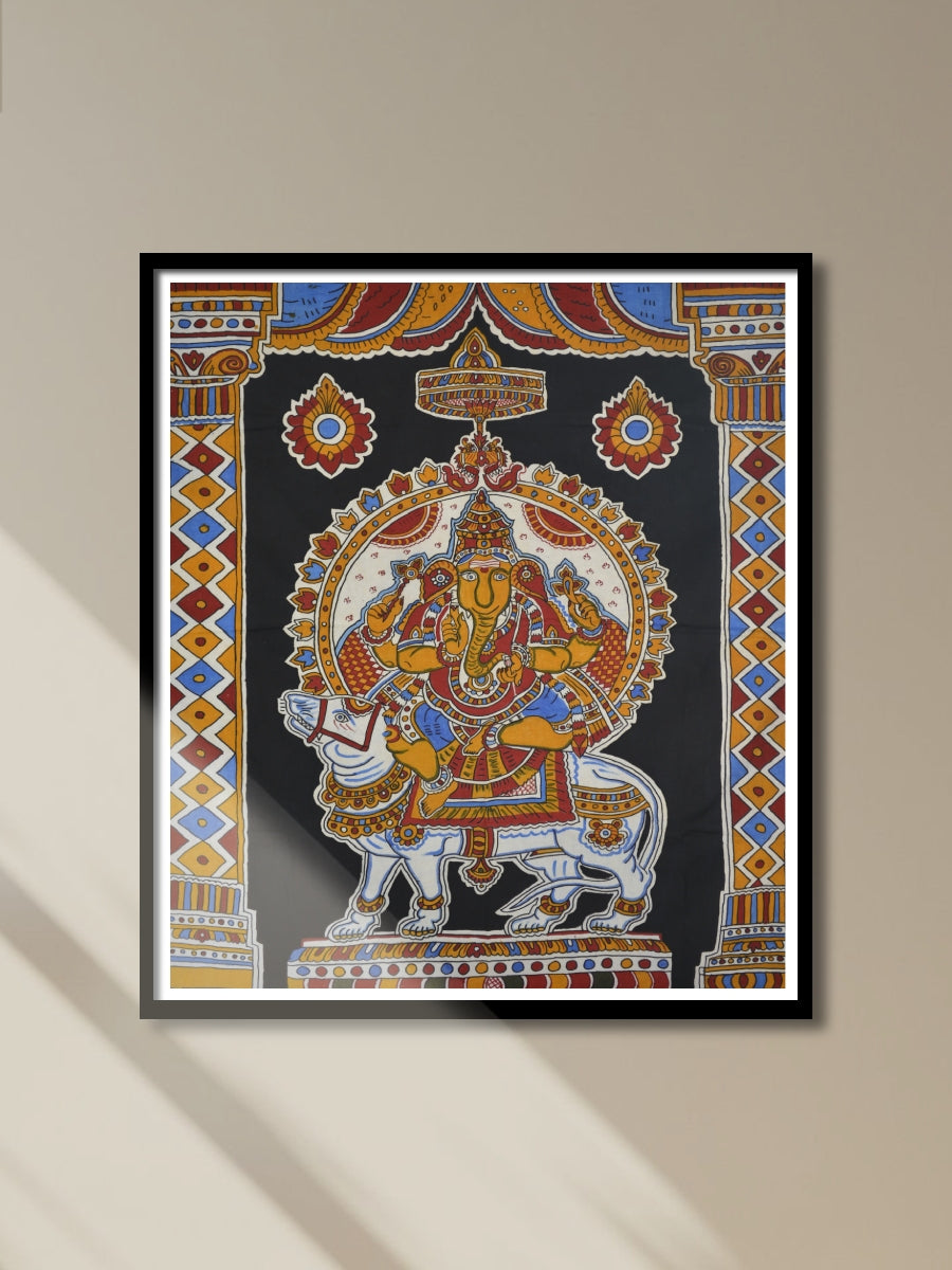 Shop Lord Ganesha seated on his mount in Kalamkari by K. Lakshminarayan