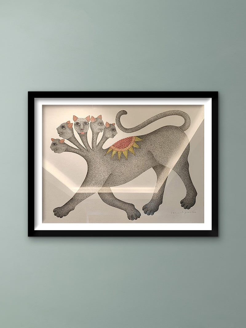 Buy Marvels of the Nature: Multi-faced Tiger in Gond Art by Venkat Shyam