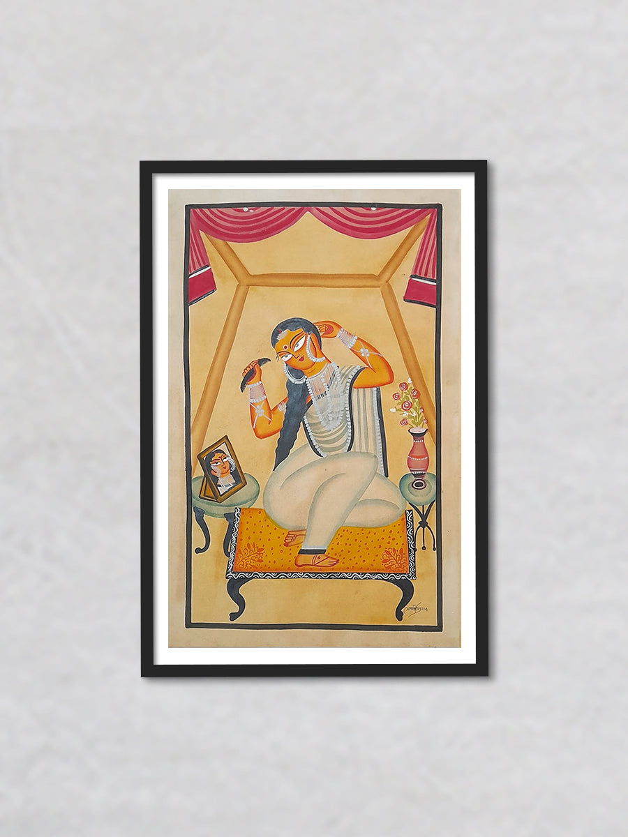 Buy Reflections of Elegance A Serene Portrait A Khalighat Painting by Sonali Chitrakar