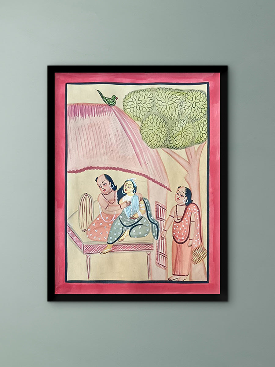 Buy Rishi Gautam With Ahilya and Indra In Kalighat by Manoranjan Chitrakar