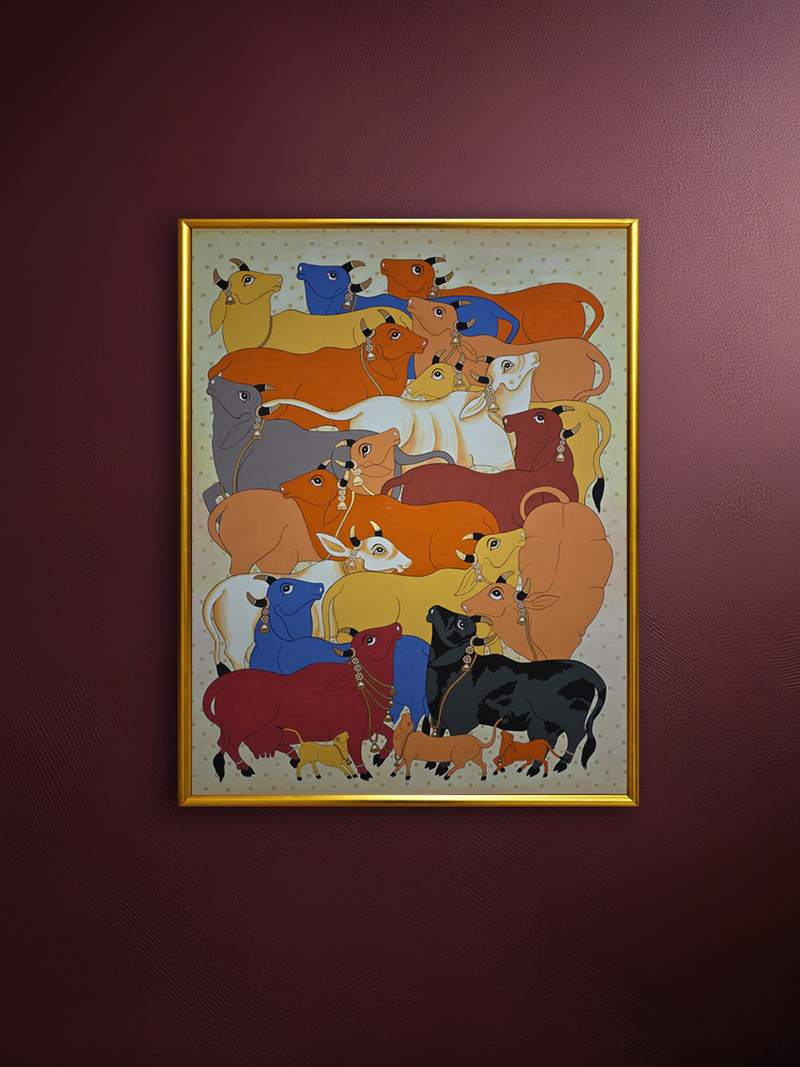 Buy Sacred Cow Painting in Pichwai by Shehzaad Ali Sherani