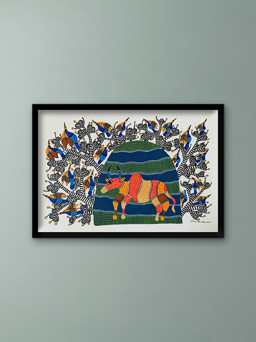 Buy Shiv and Nandi – Gond Art by Saroj Venkat Shyam