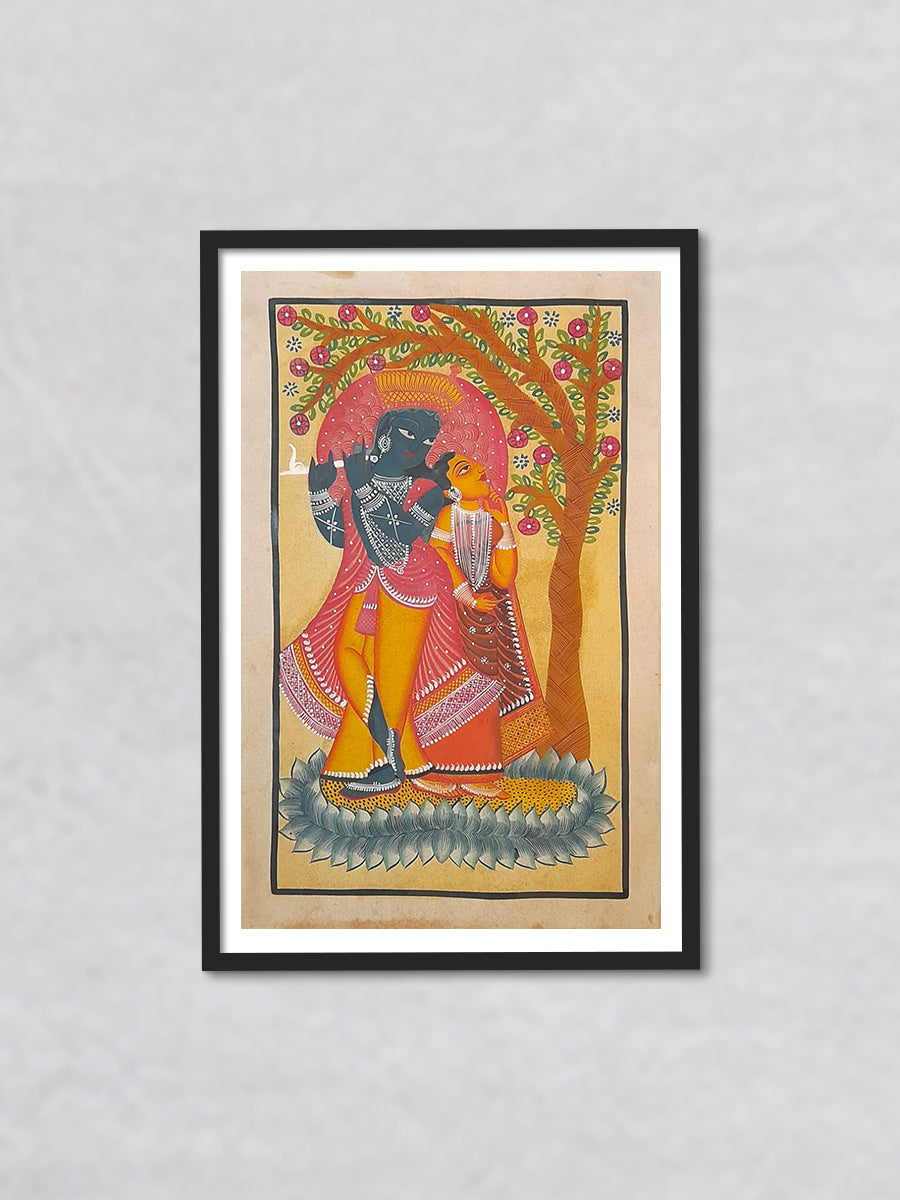 The eternal union  Tapestry of Divine embrace Khalighat Painting by Sonali Chitrakar