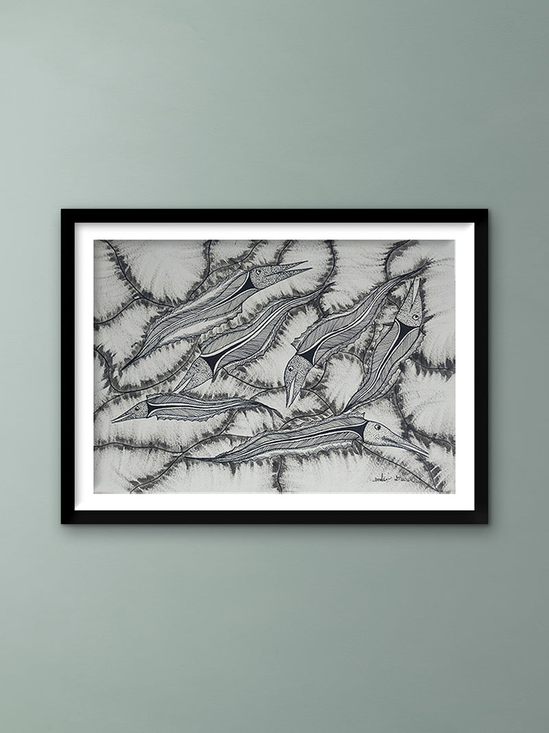 Buy The Monochromatic Marine Life In Gond by Sandeep Dhurve