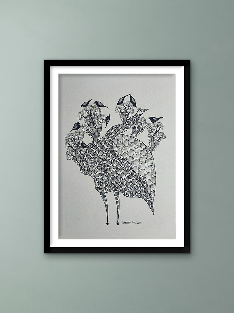 Buy The Ostrich in Nature's Reverie In Gond by Sandeep Dhurve