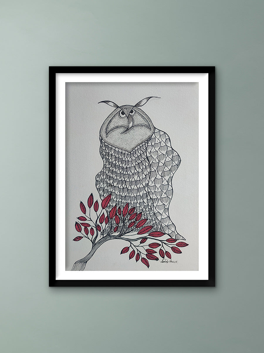 Buy The Watchful Owl In Gond by Sandeep Dhurve