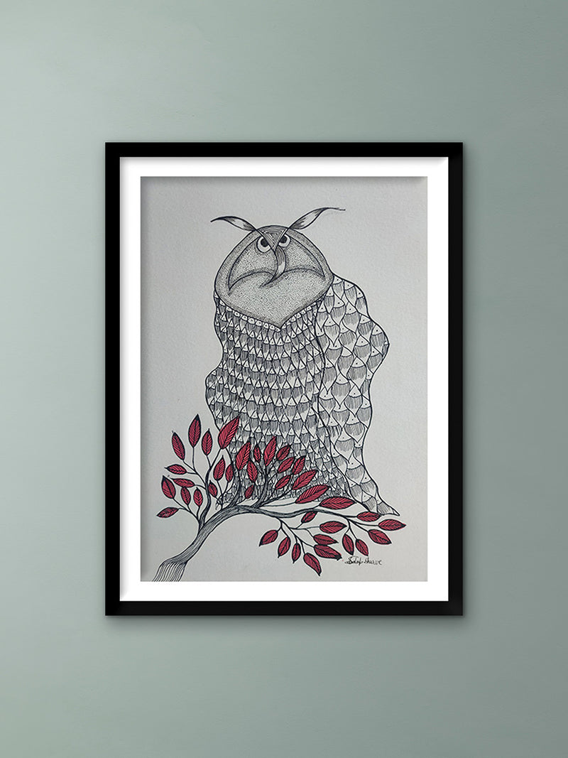 Buy The Watchful Owl In Gond by Sandeep Dhurve