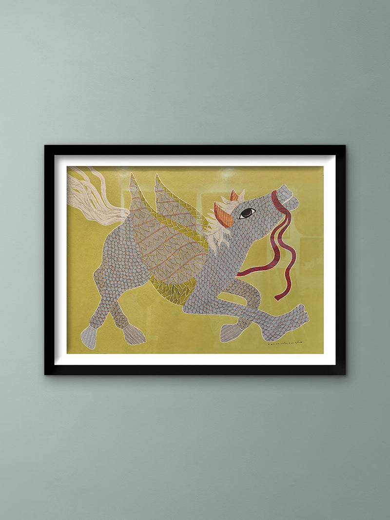 Buy The Winged Flight In Gond Art by Venkat Shyam