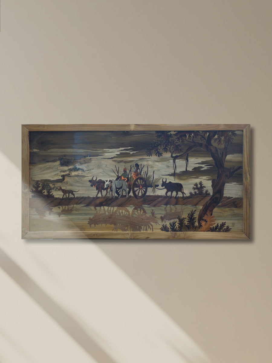 Shop Village scene in Mysore Wood Inlay by Mohan Kumar