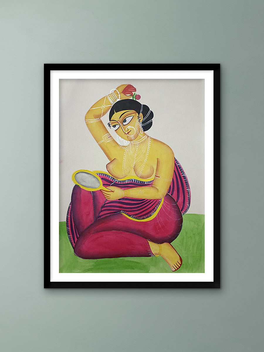 Buy Woman admiring her beauty In Kalighat by Anwar Chitrakar