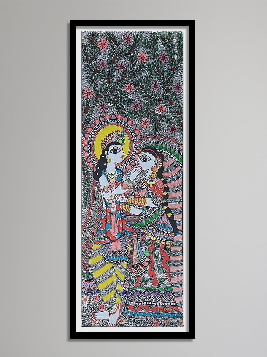 Buy Radha-Krishna scene depicted by Vibhuti Nath in Madhubani