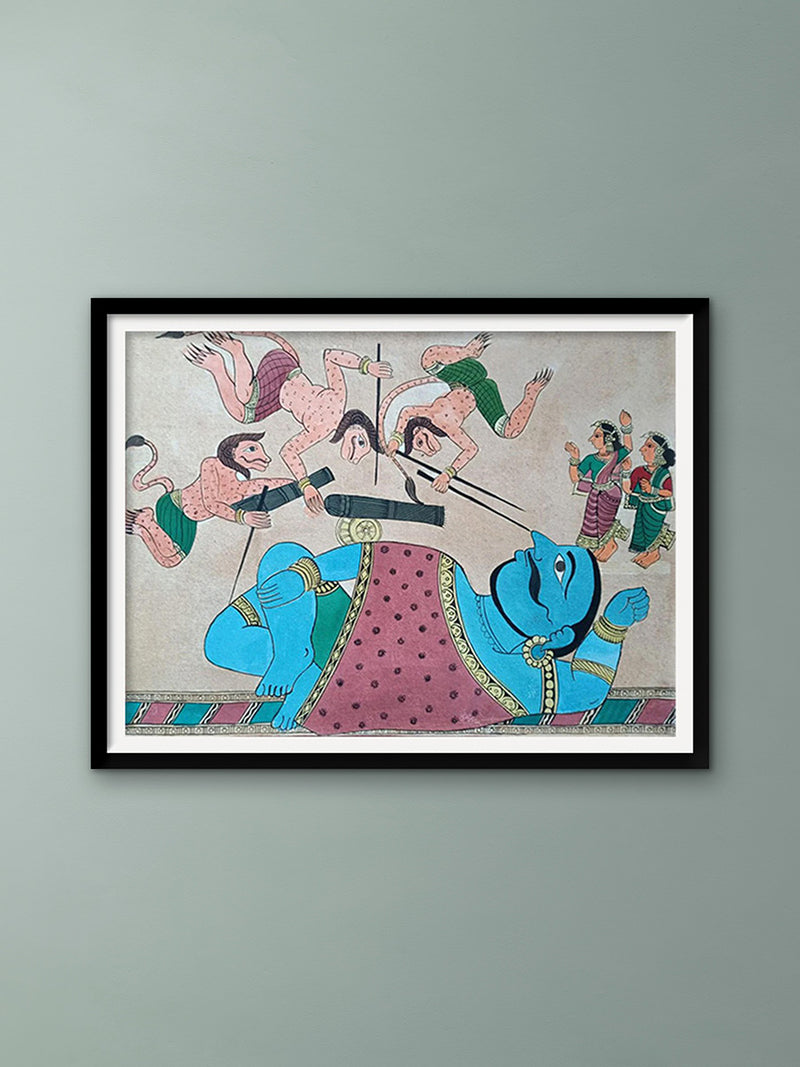 Buy Sleeping Kumbhakarana: Chitrakathi Painting by Chetan Gangavane