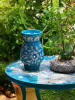 Shop Azure Tranquility: Tealight Holders in a Floral Embrace Tealight holder Blue Pottery By Gopal Saini
