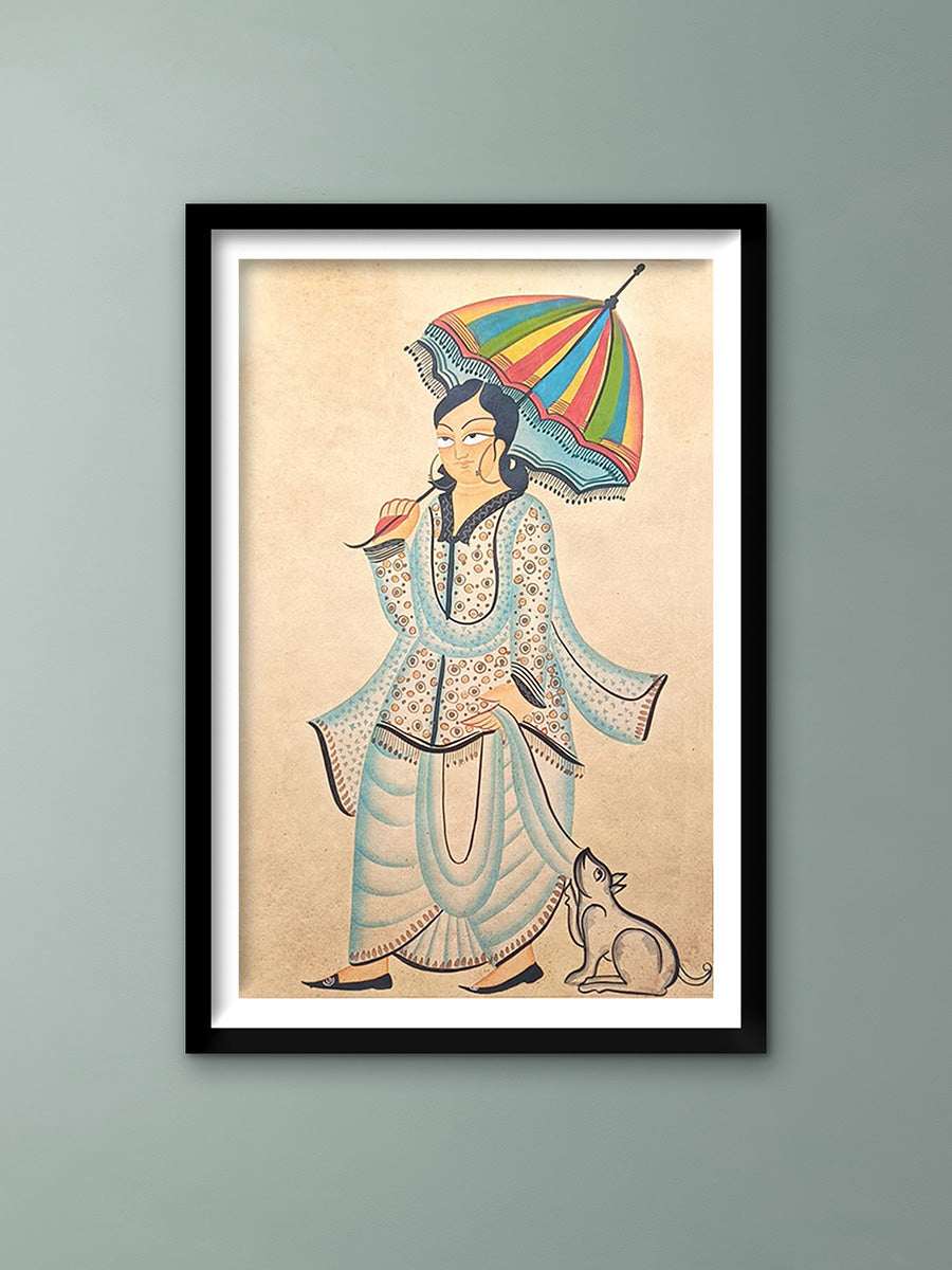 Shop Babu with an Umbrella in Kalighat by Sonali Chitrakar