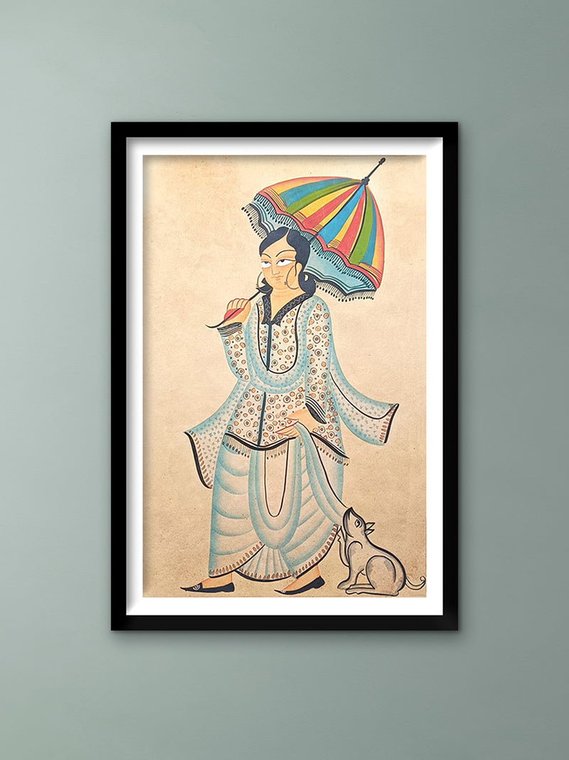 Shop Babu with an Umbrella in Kalighat by Sonali Chitrakar