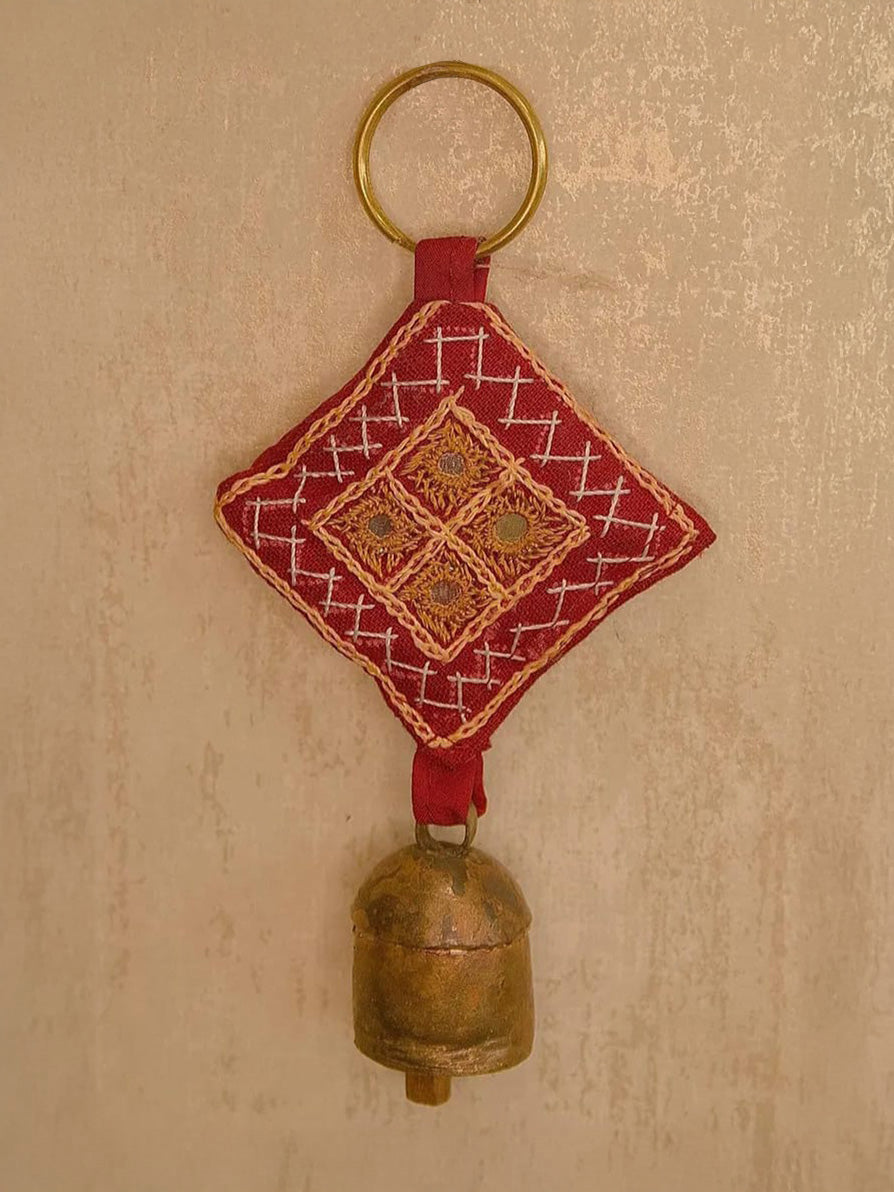 Shop Bell keychain with Kutch embroidery by Luhar Javed Abdulla