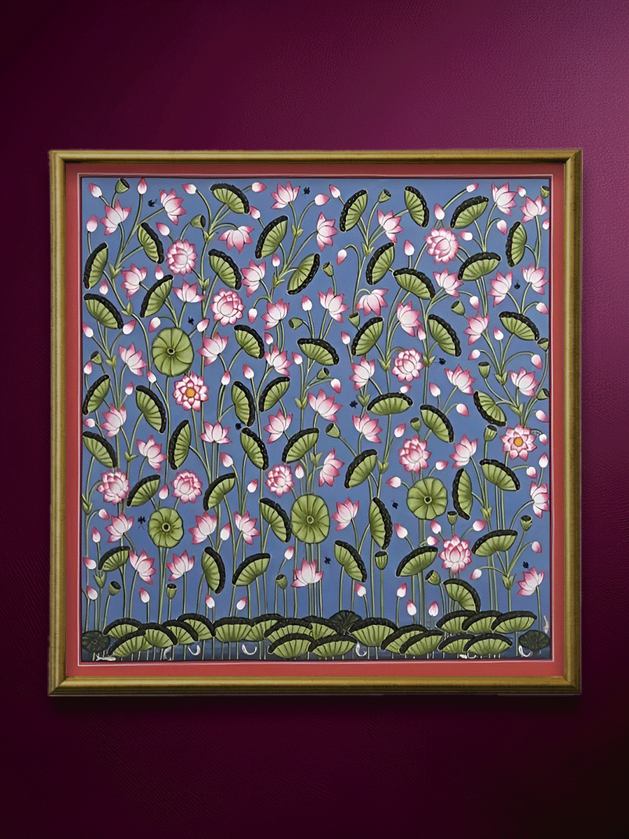 Buy Beyond the Blue: Lotus Euphoria Pichwai by Shehzaad Ali Sherni