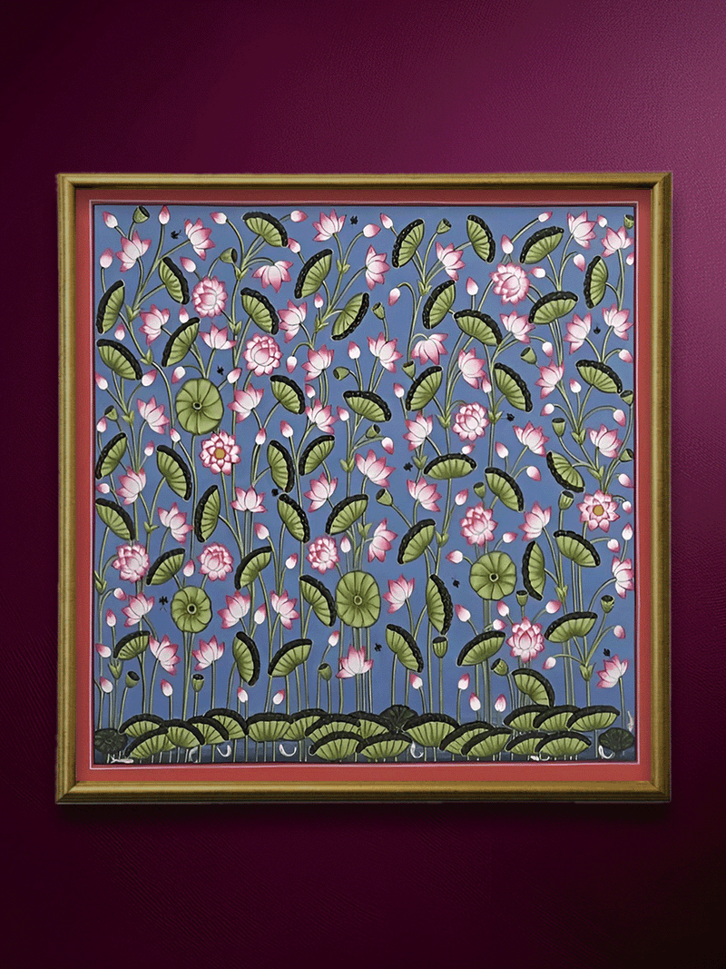 Buy Beyond the Blue: Lotus Euphoria Pichwai by Shehzaad Ali Sherni