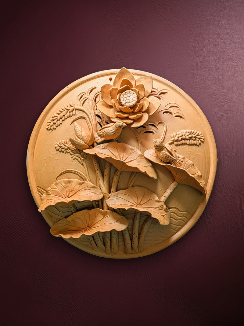 Shop Birds and Lotus Blossoms in Teracotta by Dolon Kundu