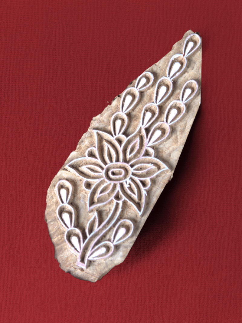 Shop Blossomimg Flower in Wooden Kalamkari Blocks by K. Gangadhar