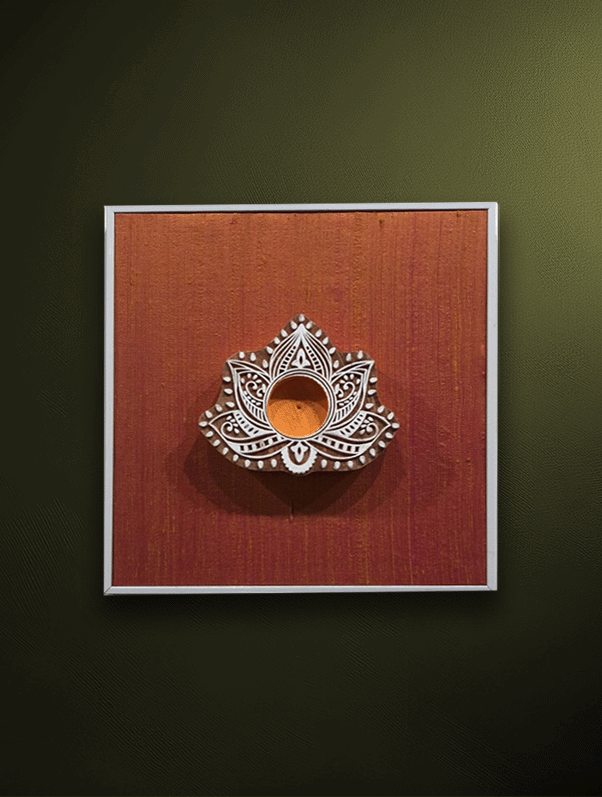 Buy China Berry Leaf Wood Carved Diya for Home Decor by Vikas Singh